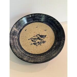 Vintage Hesperus Pottery Decorative Plate w Two Sandpiper Birds Coastal JL